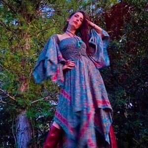 STEVIE NICKS DRESS Dreams Silk Fairy Dress Boho Hippie Gypsy Witchy Size xs to 5
